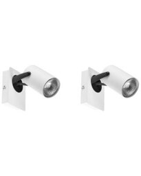 Beliani White Metal Adjustable Arm Wall Lamps Set Of 2, Spotlight-Style, Matt Powder-Coated Finish - thumbnail 2