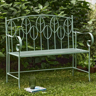 Dibor Vintage Style Countryside Green Metal Leaf Design Outdoor Garden Bench - image 1