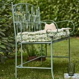 Dibor Vintage Style Countryside Green Metal Leaf Design Outdoor Garden Bench - thumbnail 2