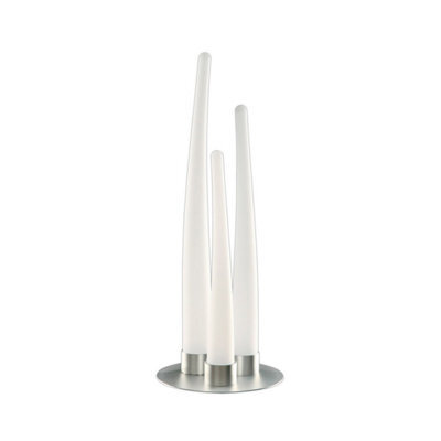 Luminosa Lighting Luminosa Estalacta Table Lamp 3 Light Gu10 Indoor/outdoor Ip44, Silver/opal White - image 1