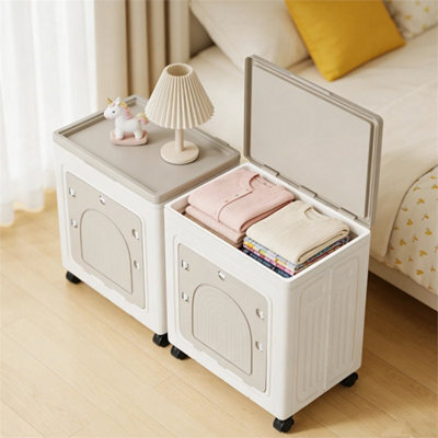 100L Stackable Storage Box On Wheels Folding White - image 1