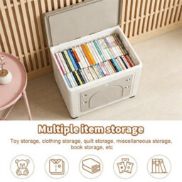 100L Stackable Storage Box On Wheels Folding White - thumbnail 4