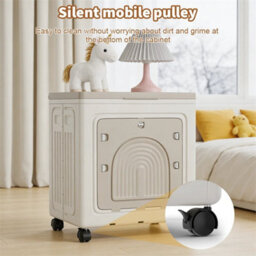 100L Stackable Storage Box On Wheels Folding White - thumbnail 3