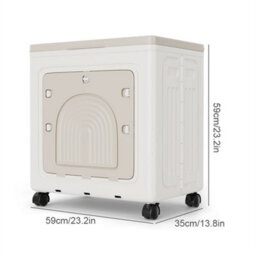 100L Stackable Storage Box On Wheels Folding White - thumbnail 2