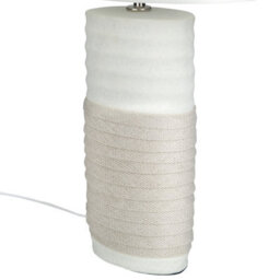 Beliani Table Lamp - Cream Porcelain Base, Beige Linen Drum Shade, E27 Compatible - thumbnail 5