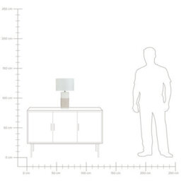 Beliani Table Lamp - Cream Porcelain Base, Beige Linen Drum Shade, E27 Compatible - thumbnail 9