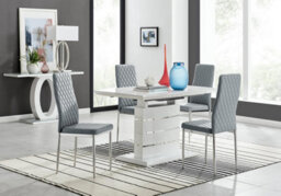 Furniturebox Uk Renato 120Cm High Gloss Extending Dining Table And 4 Grey Milan Chairs - thumbnail 1
