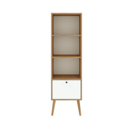 Bimossa Janus Wooden Bookcase With Cabinet, Compact 3-Shelf Bookshelf With Storage, Kids Bookshelf Or Modern Bookcase, White&oak - thumbnail 4