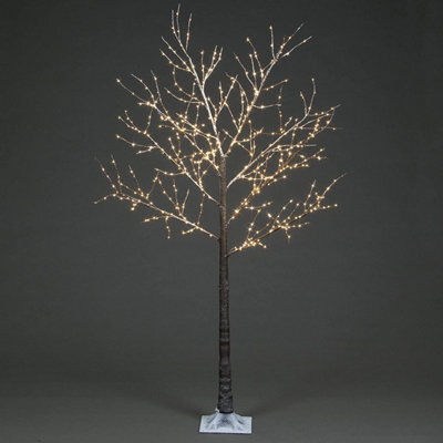 Snowtime 1.8M Copper Wire Frosted Brown Twig Tree With 600 Warm White Leds