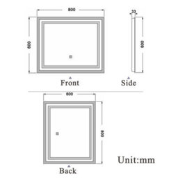 Probaty Bathrooms Bathroom Illuminated Led Mirror With Anti-Fog 800X600mm,backlit Wall Vanity Mirror,touch Sensor Switch,memory Function,ip44 - thumbnail 4