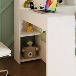 Btm 3Ft Single Daybed With Desk And Bookcase, Drawers And Usb Type To C, 90X190Cm, White - thumbnail 9