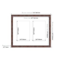 10X8 Inch 2 Opening Photo Collage Frame, Display Two 6X4 Inch Photos, Multi Aperture Family Picture Frame, Walnut - thumbnail 4