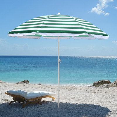 Rinse Bathrooms Green Beach Parasol Garden Outdoor Patio Sun Shade Tilting Umbrella 160Cm - image 1