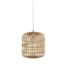 Lighting Collection Cage Weave Natural Rattan Style Open Lattice Pendant Light Shade - thumbnail 2