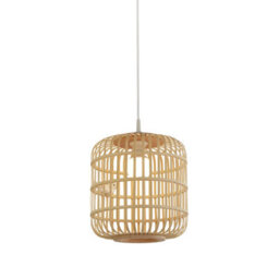 Lighting Collection Cage Weave Natural Rattan Style Open Lattice Pendant Light Shade
