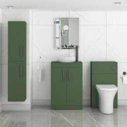 Royal Bathrooms Turin 600mm Freestanding Bathroom Vanity Unit With Sink 2 Door Matt Green & Milan Countertop Basin - thumbnail 3