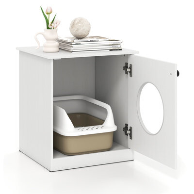 Gainoom Cat Litter Box White Enclosure Hidden Kitten Washroom Indoor Pet House - image 1
