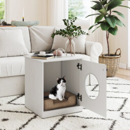 Gainoom Cat Litter Box White Enclosure Hidden Kitten Washroom Indoor Pet House - thumbnail 3