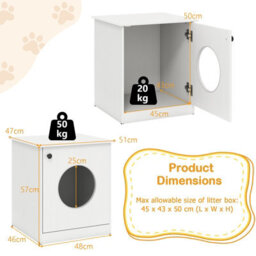 Gainoom Cat Litter Box White Enclosure Hidden Kitten Washroom Indoor Pet House - thumbnail 2