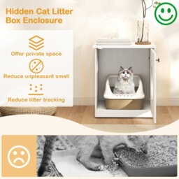 Gainoom Cat Litter Box White Enclosure Hidden Kitten Washroom Indoor Pet House - thumbnail 7