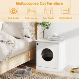Gainoom Cat Litter Box White Enclosure Hidden Kitten Washroom Indoor Pet House - thumbnail 6