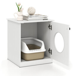 Gainoom Cat Litter Box White Enclosure Hidden Kitten Washroom Indoor Pet House - thumbnail 1