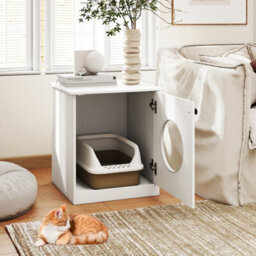 Gainoom Cat Litter Box White Enclosure Hidden Kitten Washroom Indoor Pet House - thumbnail 5