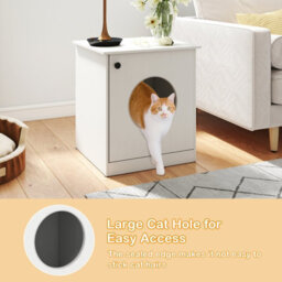 Gainoom Cat Litter Box White Enclosure Hidden Kitten Washroom Indoor Pet House - thumbnail 9