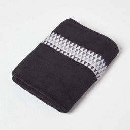 Homescapes Geometric 100% Cotton Bath Towel, Black