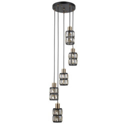 Luminosa Lighting Luminosa Menfi Cluster Pendant Ceiling Light Black, Brass 5Xe27