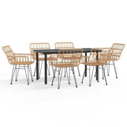 Berkfield 7 Piece Garden Dining Set Poly Rattan - thumbnail 2