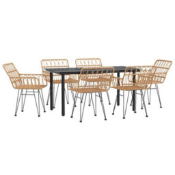 Berkfield 7 Piece Garden Dining Set Poly Rattan - thumbnail 3