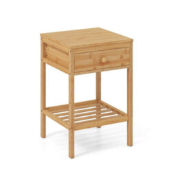 Multifunctional Couch End Table Bamboo Nightstand - thumbnail 4
