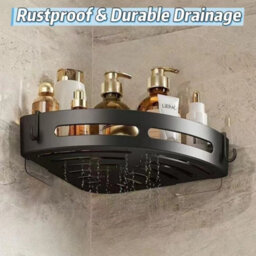 2 Corner Shower Caddy Shelf Wall Mounted Storage Rack With Hook - thumbnail 5
