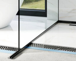 Ilcom Shower Profile Glass Fixing Lpsl In Gloss Black Stainless Steel