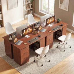 Wyld Haus Mimi 120Cm Walnut Brown Home Office Desk With 3 Drawers And 3 Shelves - thumbnail 9