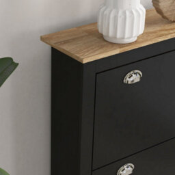 Homcom 2 Drawer Shoe Cabinet Narrow Shoe Cupboard With Flip Doors, Black - thumbnail 9