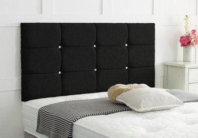 "Adore Designs Roma Chenille 5Ft Kingsize 24"" Headboard - Black"