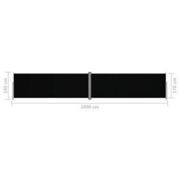 Berkfield Retractable Side Awning Black 180X1000 Cm - thumbnail 8
