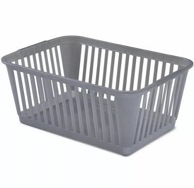 Pack Of 10 Silver/grey Handy Storage Basket Plastic Pharmacy Organiser School Office Kitchen Tidy Crate - image 1