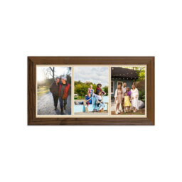AK Frames 16X8 Walnut Classic Multi Photo Frame With Ivory Mount - Holds 3 Apertures (3X) 7X5 Photos