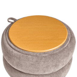 Wyld And Coco Taupe Chenille Pouffe With Hidden Storage And Reversible Lid 40 X 41 Cm Modern Round Stool - thumbnail 8