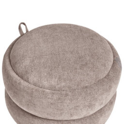 Wyld And Coco Taupe Chenille Pouffe With Hidden Storage And Reversible Lid 40 X 41 Cm Modern Round Stool - thumbnail 7