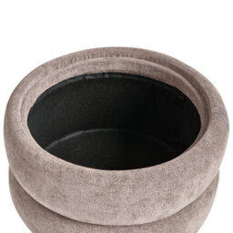 Wyld And Coco Taupe Chenille Pouffe With Hidden Storage And Reversible Lid 40 X 41 Cm Modern Round Stool - thumbnail 9