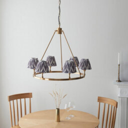 Luminosa Lighting Luminosa Chester Brushed Aged Brass Plate Pendant Light With Pearl Grey Fabric Zigzag Shade 16Cm 6X B22 - thumbnail 3