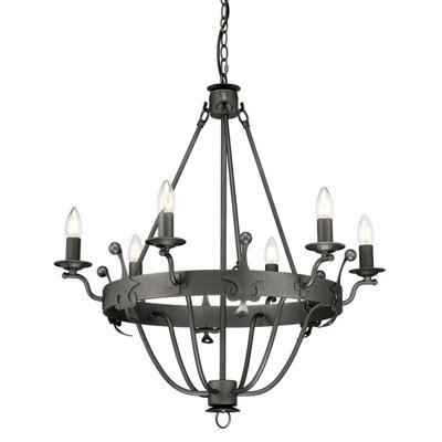 Luminosa Lighting Elstead Windsor 6 Light Chandelier Graphite Finish, E14 - image 1