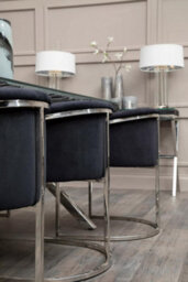 Orsina Black Velvet Dining Chair With Arms, Stainless Steel Base Armchair For Dinner, Dining Room, Home And Office - thumbnail 6