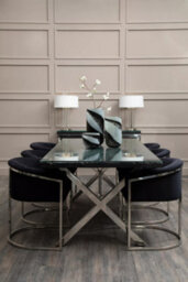 Orsina Black Velvet Dining Chair With Arms, Stainless Steel Base Armchair For Dinner, Dining Room, Home And Office - thumbnail 4