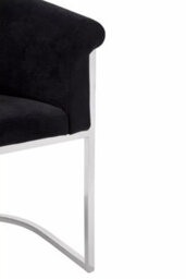 Orsina Black Velvet Dining Chair With Arms, Stainless Steel Base Armchair For Dinner, Dining Room, Home And Office - thumbnail 7
