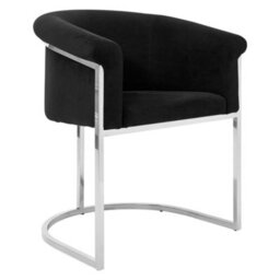 Orsina Black Velvet Dining Chair With Arms, Stainless Steel Base Armchair For Dinner, Dining Room, Home And Office - thumbnail 2